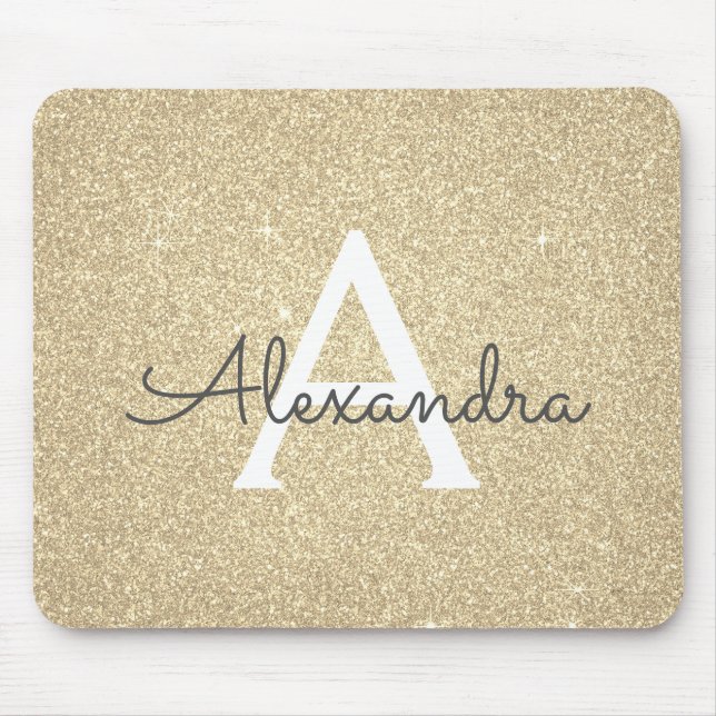 Luxus Gold Sparkle Glitzer Monogram Name Mousepad (Vorne)