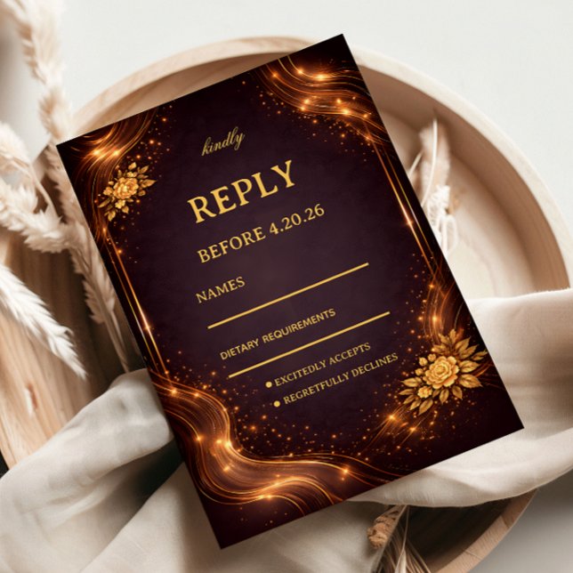 Luxus-Gold-Sparkling-Welle RSVP Karte (Von Creator hochgeladen)