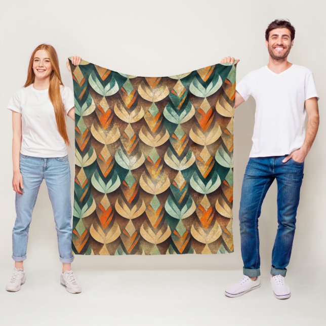 Luxus-Gold-Teal-Art-Deco-Abstraktes Muster Fleecedecke (Beispiel)