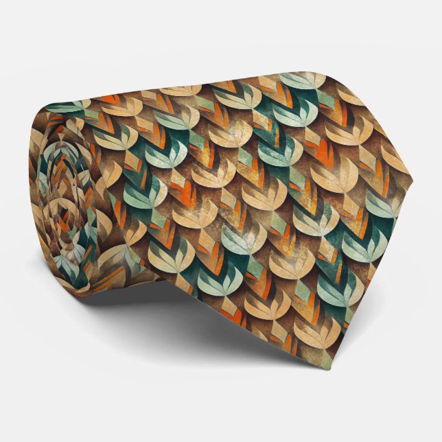Luxus-Gold-Teal-Art-Deco-Abstraktes Muster Krawatte (Gerollt)
