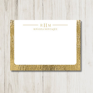 Luxus-Gold-Textur-Linienname Drei Monogramm Mitteilungskarte
