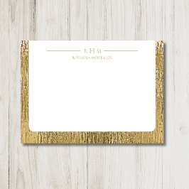 Luxus-Gold-Textur-Linierter-Name-Dreifach-Monogram Mitteilungskarte