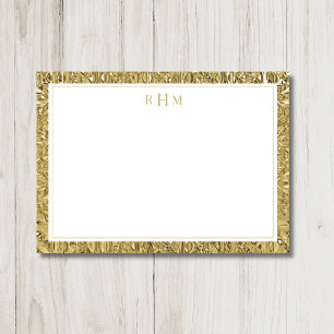 Luxus-Gold-Textur Zwei-Rahmen Drei-Monogramm Mitteilungskarte