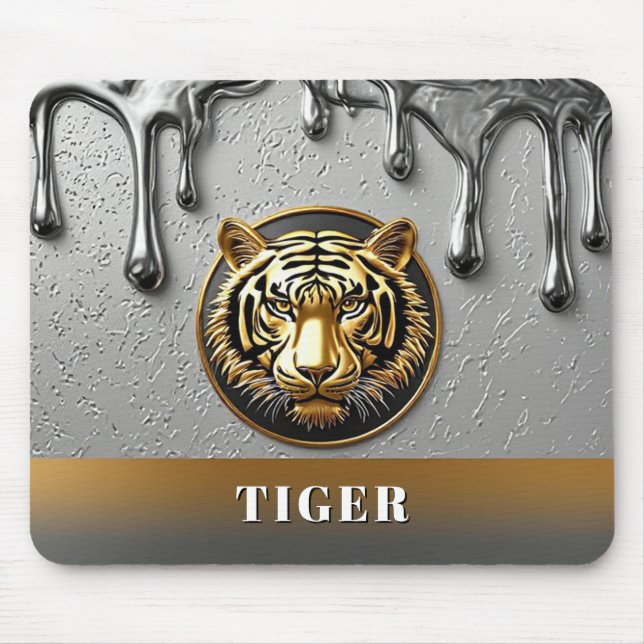 Luxus-Gold-Tiger-Emblem-Design 🐯 Mousepad (Vorne)