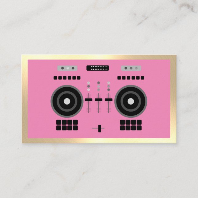 Luxus Gold-Tone & Pink DJ Visitenkarte (Vorderseite)
