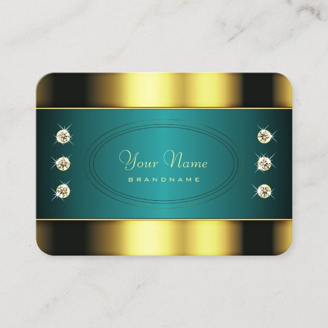 Luxus Gold und Aquamarin mit Diamanten Beruflich Visitenkarte (Vorderseite)