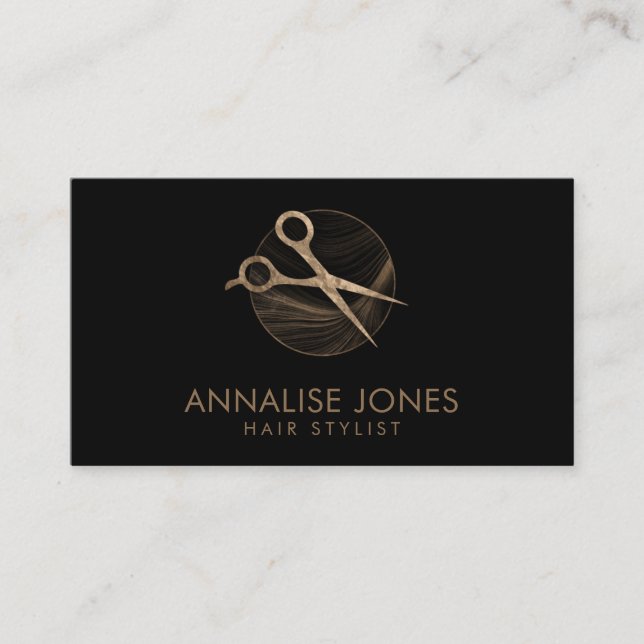 Luxus Gold und Black Hair Stylist Business Card Visitenkarte (Vorderseite)