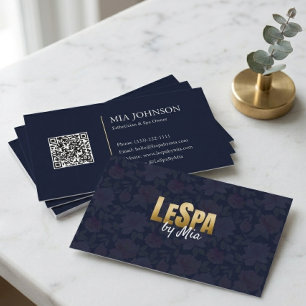 Luxus-Gold- und Dunkel-Blumen-Spa-Salon  Visitenkarte