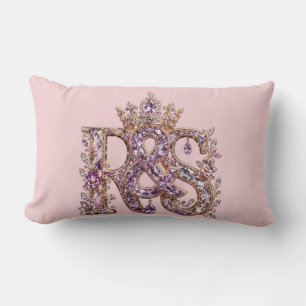 Luxus-Gold- und Kristall-RS-Monogramm Lendenkissen