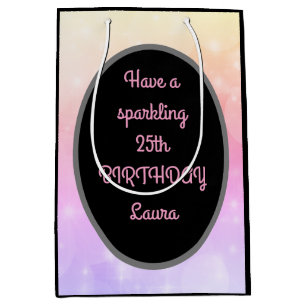 Luxus Gold und Pink Personalisiert 25. Geburtstag Mittlere Geschenktüte