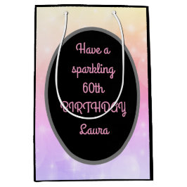 Luxus Gold und Pink Personalisiert 60. Geburtstag Mittlere Geschenktüte