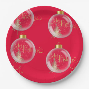 Luxus Gold und Rote Weihnachten Pappteller