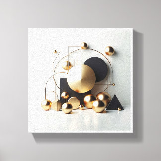 Luxus Gold und Schwarz Geometrisch Abstrakt - Mode Leinwanddruck