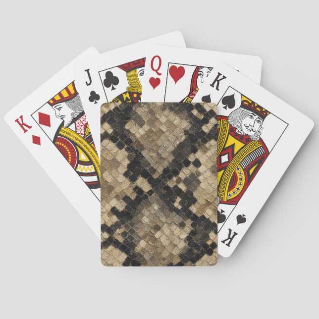 Luxus-Gold- und Schwarz-Schlangenledermuster Spielkarten (Rückseite)