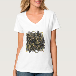 Luxus Gold und schwarze abstrakte Marmor-Tintenstr T-Shirt
