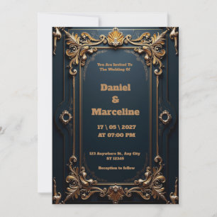 Luxus Gold und Silver Wedding Einladung