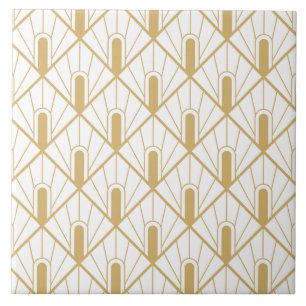 Luxus Gold- und Weiß Art Deco Fliese