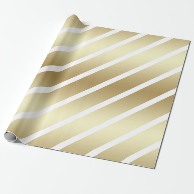 Luxus Gold und White Wrapping Paper Geschenkpapier (Ungerollt)