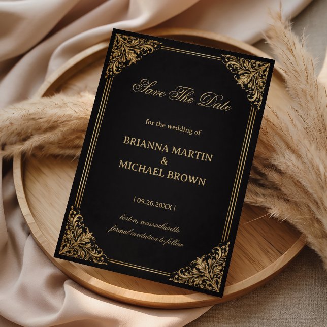 Luxus Gold Verziert Elegant Save The Date (Von Creator hochgeladen)