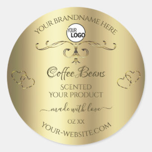 Luxus Gold Verzierte Produktetiketten mit Logo Runder Aufkleber