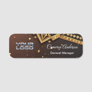 Luxus-Gold-verziertes geometrisches schwarzes Name Namensschild