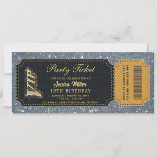 Luxus-Gold-VIP-Party-Ticket-Geburtstags-Einladung Einladung