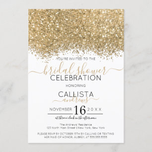 Luxus Gold White Glitzer Confetti Brautparty Einladung