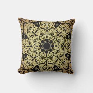 Luxus Gold Wirbel Blumenhintergrund Kissen