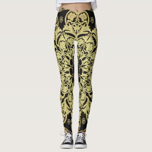 Luxus Gold Wirbel Blumenhintergrund Leggings