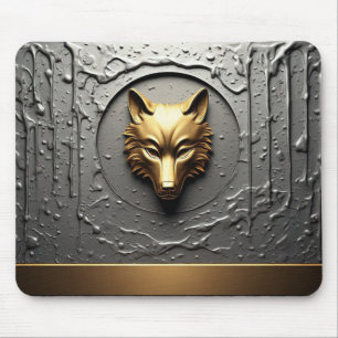 Luxus-Gold-Wolf-Emblem im Metallstil 🐺 Mousepad