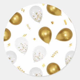 Luxus-Goldballons & Konfetti-Aufkleber Runder Aufkleber
