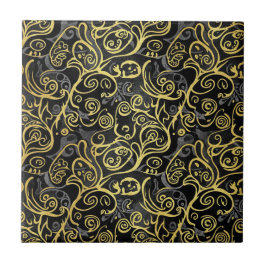 Luxus-Goldblatt-Storybook Schwarz Silber Fliese