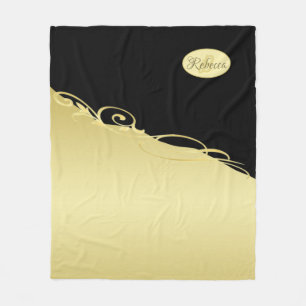 Luxus-Golddekoration auf Gold & Schwarz, Monogramm Fleecedecke