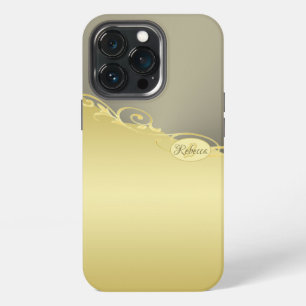Luxus-Golddekoration auf Gold & Silber, Monogramm iPhone 13 Pro Hülle