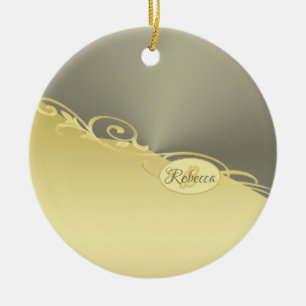 Luxus-Golddekoration auf Gold & Silber, Monogramm Keramik Ornament