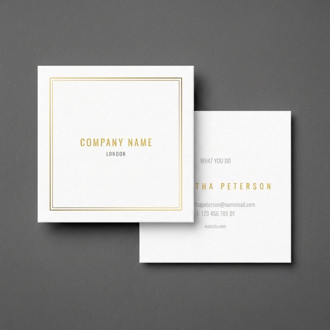 Luxus Goldeffekt Rand weiß Quadratische Visitenkarte (Luxury gold effect border white square business card.)
