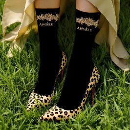 Luxus Golden Blume Elegante Elegante Eleganz Klass Socken