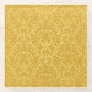 Luxus-Golden-Blumenmuster: Nahtlose Tapete Glasuntersetzer