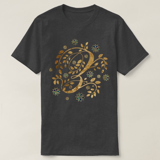 Luxus Golden Calligraphy Monogram mit Buchstabe Z T-Shirt (Design vorne)