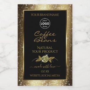 Luxus Golden Glitzer Black Product Label Logo Lebensmitteletikett