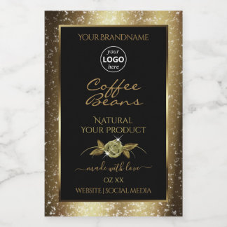 Luxus Golden Glitzer Black Product Label Logo Lebensmitteletikett