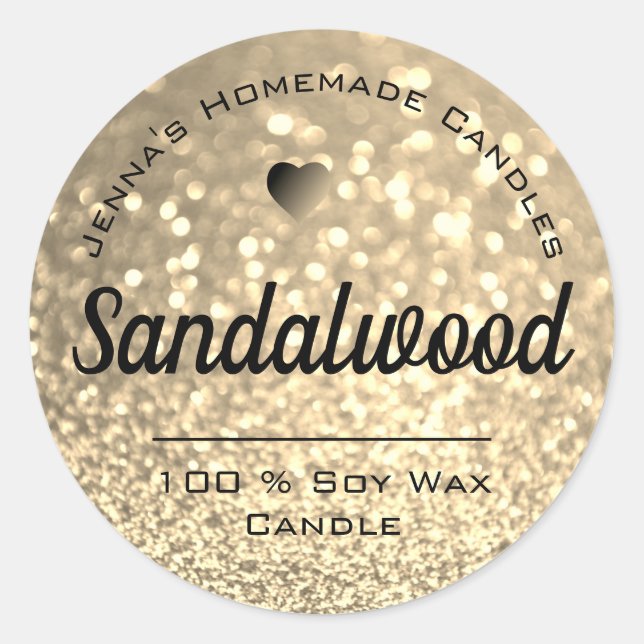 Luxus Golden Glitzer Elegante Einfache Kerzenleuch Runder Aufkleber (Vorderseite)