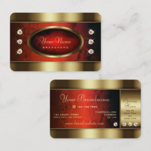 Luxus Golden mit rotem Marmormuster und Diamanten Visitenkarte