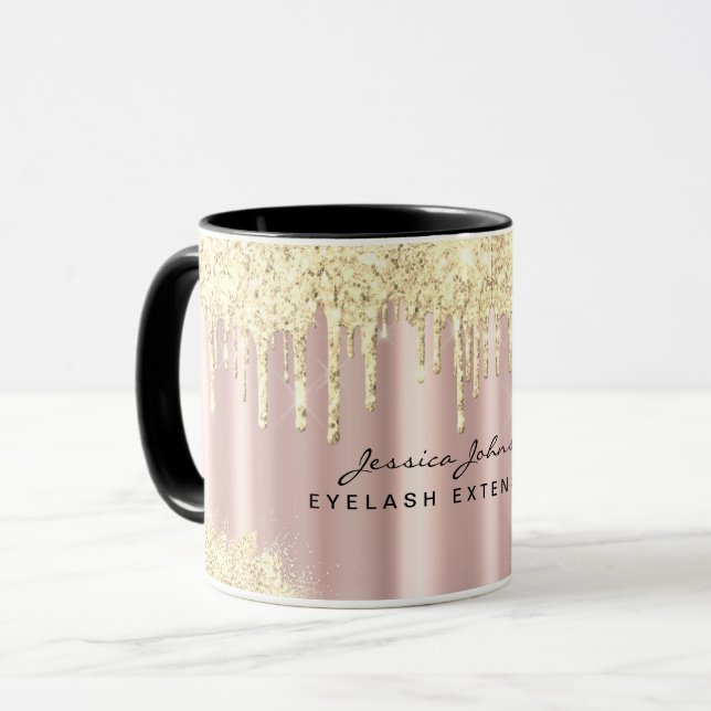 Luxus Golden Rose Gold Glitzer Tropfen Maßgeschnei Tasse (Vorderseite Links)