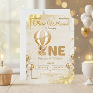 Luxus-Goldene Erste Geburtstagsfeier Elegante Baby Einladung