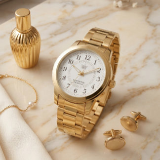 Luxus-Goldene-Uhr Klassische Serif-Typografie Kron Armbanduhr