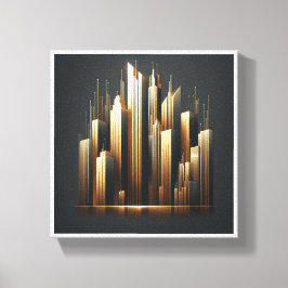 Luxus-Goldene-Wolkenkratzer-Silhouette - Moderne A Leinwanddruck