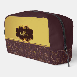 Luxus-Goldfolien-Rosen Namens-Monogramm Waschbeutel