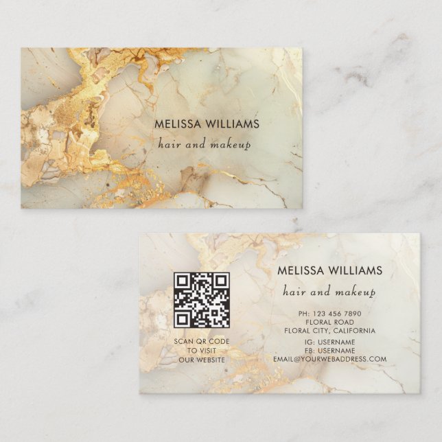Luxus-Goldmarmor | QR-Code Visitenkarte (Vorne/Hinten)