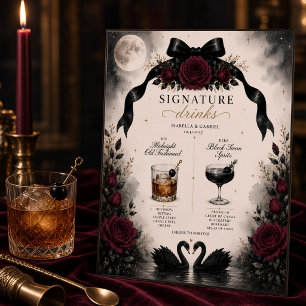 Luxus-Gotik-Schwarze-Schleife-Signature-Drinks-Sch Poster